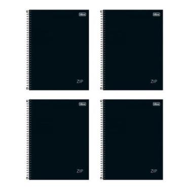 Imagem de kit 04 Cadernos Preto 1 Matéria Zip Capa Dura 80 Folhas - Tilibra