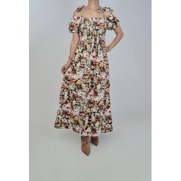 Imagem de Vestido laura feminino floral 100% algodão blufera jeans 22606-1, M