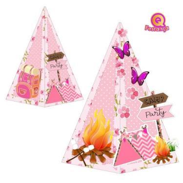 Imagem de 10 Caixa Cone Cabana Acampamento Festa do Pijama com Aplique 3D - Qfes