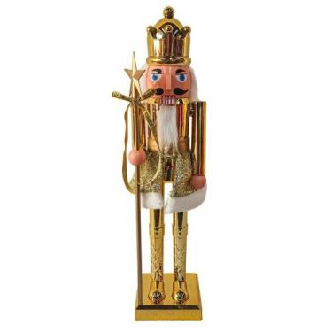 Imagem de Quebra Nozes Soldadinho Dourado e Branco 60cm - Magizi