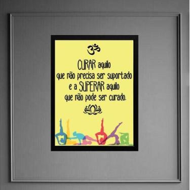 Imagem de Quadro Frase Yoga - Curar e Superar 24x18cm - Quadros On-line, Madeira
