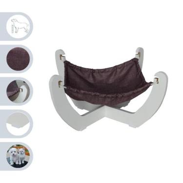 Imagem de Cama Para Cachorro e Gato Pet MDF Espreguiçadeira Modelo X - Branco - 