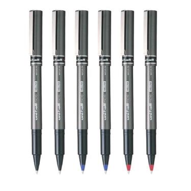 Imagem de Kit 6 Caneta Rollerball UB-155 Micro Deluxe AZ PT VM 0.5mm - Uni-ball