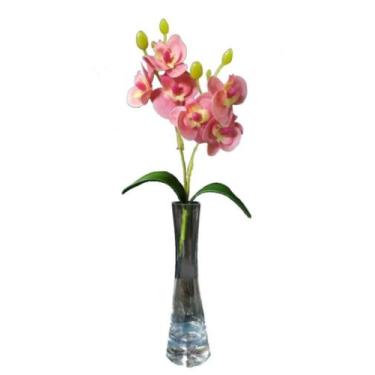 Imagem de Mini-Orquídea Silicone C/2 Folhas Flor Planta Arranjo 18cm - Novidádiv