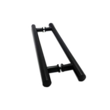 Imagem de Puxador H duplo 40x30cm tubular redondo para porta de vidro e portão -