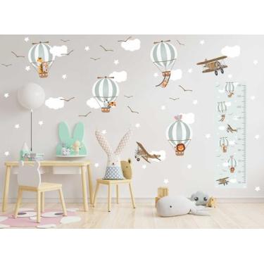 Imagem de Adesivo De Parede Animais Balões E Régua De Crescimento - Adesivos Kig