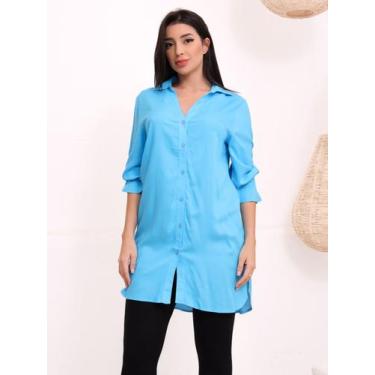 Imagem de Bata Chemise Saida Praia Lisa - Deeyaa Indiana, EG, Azul