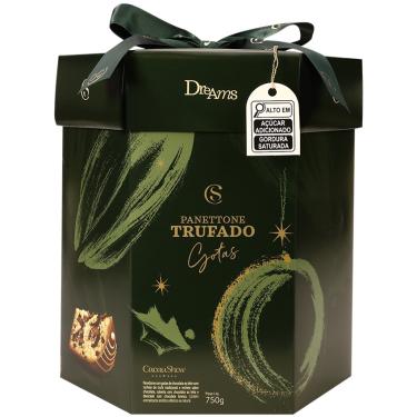 Imagem de Panetone Trufado Premium Gotas Chocolate Recheado Cobertura 750g Grande Natal Ceia