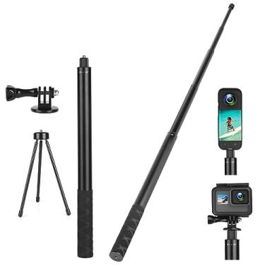 Imagem de Mippko Bastão de selfie invisível para câmeras de ação Insta360/GoPro/DJI/AKASO/SJCAM, câmeras DSLR leves, haste extensível de liga de alumínio de 61,8 polegadas/157 cm com acessório de tripé