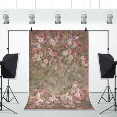 Imagem de Pano de fundo para fotografia de flores abstratas vintage, 2,4 x 3 m, pintura a óleo retrô, rosa, floral, casamento, aniversário, para crianças, recém-nascidos, chás de bebê, fotos de gravidez,