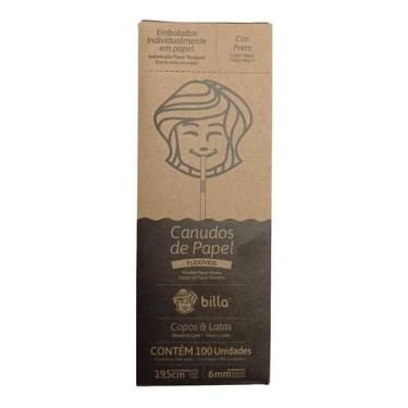 Imagem de Canudo Papel Preto Caixa C/ 100un - Billa, Canudo Biodegradável Papel 