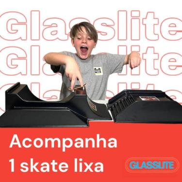 Imagem de 2 Pista De Skate Dedo Rampa Half Corrimão Escada Glasslite PRETA