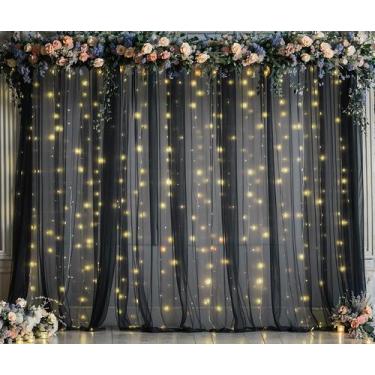 Imagem de Cortina de Fundo Suppromo Black Tule com Luzes - 6x2,4m (4 Painéis)