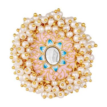 Imagem de Aheli Fashion Anel de casamento com pedra sintética em formato redondo esmaltado, design de casamento, design ajustável, bijuteria indiana fashion para mulheres