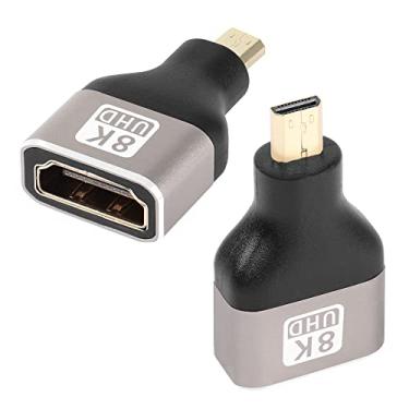 Imagem de QIANRENON Acoplador extensor adaptador micro HDMI para HDMI 8K, micro HDMI macho para HDMI tipo fêmea conversor HDMI 2.1, suporta 8K @60Hz/4K @120Hz HDR ARC, para filmadora de câmera digital de