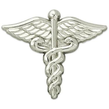 Imagem de PinMart Alfinete de lapela de caduceu médico - Alfinetes de caduceu dourado e prata para estudantes de medicina e profissionais de medicina, 25 Pack, Metal Prata, Sem pedras preciosas