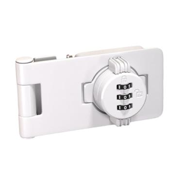 Imagem de Generic Fechadura de combinação de armário, fechadura de armário sem chave, caixa de armário de banheiro com senha de parafuso, fechadura rotativa de ferrolho, Branco