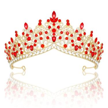 Imagem de Wecoe Tiara coroa para mulheres, meninas, aniversário vermelho, princesa, rainha, coroa adulta, coroa de fadas, casamento, noiva, formatura, acessórios, coroas, lembrancinhas de festa, presentes para