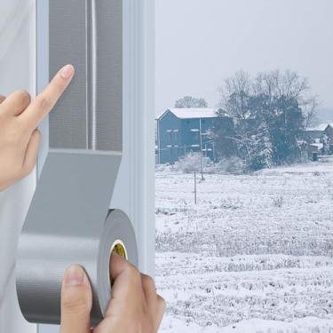 Imagem de MILEQEE Fita de Vedação de Janela de Duto de Tecido para Inverno, 1,89 Pol. X 66 Pés, Fita de Vedação de Isolamento para Janelas e Portas, Selador de Rasgo Fácil, Bloqueador de Correntes de Ar, Prata