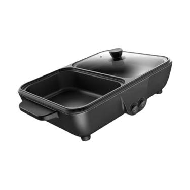 Imagem de Ｂｅｓｇａ Panela elétrica com grelha, grelha para churrasco, frigideira, fogão de cozinha, temperatura ajustável para apartamentos, reunião de amigos, Preto