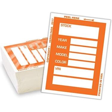 Imagem de Versa-Tags Novos adesivos de estoque de revendedor automotivo Kleer-bak melhorados (100 adesivos, laranja)