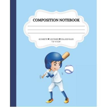 Imagem de Baseball Composition Notebook,College Ruled, Blank Lined: Funny Baseball Book Gift For Baseball Fans Boys, Students and Teachers with Cute Blue ... Ruled, Blank Lined. Back to School Gift
