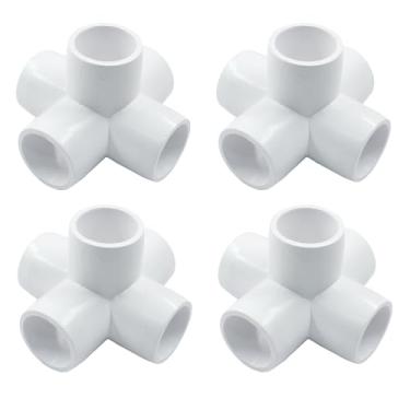 Imagem de Piutouyar 4 peças de encaixe de tubo de PVC para cotovelo de 1/2 polegada, conector de tubo de grau de móveis de 5 vias, conector de canto de tubo de encaixe de cotovelo de PVC para estrutura de