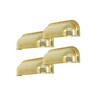 Imagem de 4 Uni Puxador Concha Quadrado Para Gaveta Armário Comoda 64mm (Dourado Brilho)