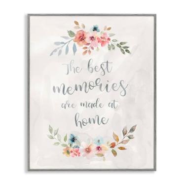 Imagem de Stupell Industries Design de arte de parede giclée emoldurado Best Memories at Home por Carol Robinson, moldura cinza, 61 x 76 cm