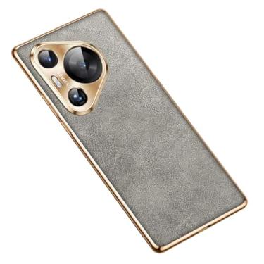 Imagem de HAO RIYLN Capa ultrafina para Huawei Pura 70 Ultra/70 Pro+/70 pro/70, capa de telefone de couro antiarranhões com lente de metal à prova de choque, cinza, 70 Ultra
