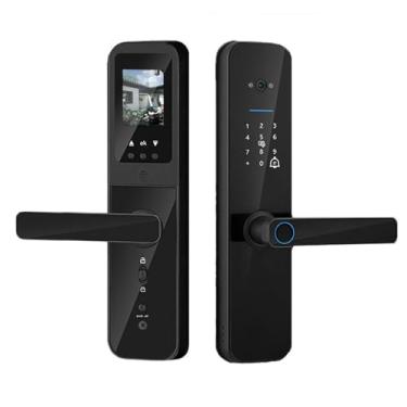 Imagem de Tuya wifi digital eletrônico inteligente fechadura da porta com câmera biométrica impressão digital keyless entrada hotel apartamento fechaduras(No lock body)