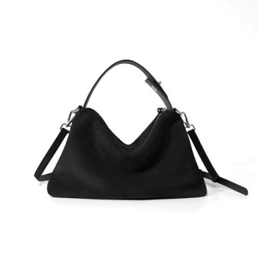 Imagem de VAKAER Bolsa feminina de camurça, bolsa tiracolo de couro de camurça com alça ajustável bolsa de ombro nobuck Hobo, Preto, One Size