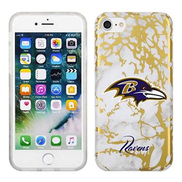 Imagem de Prime Brands Group Capa de celular com estampa de mármore branco e dourado em TPU para Apple iPhone 8/7/6S - Licenciado pela NFL Baltimore Ravens
