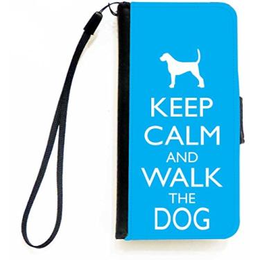 Imagem de Rikki Knight Keep Calm and Walk the Dog - Capa carteira flip azul céu com aba magnética para Apple iPhone 5c