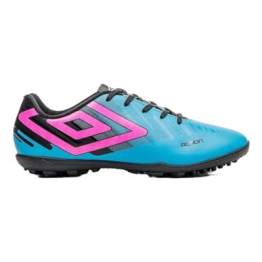 Imagem de Chuteira Society Umbro Action Masculino Azul e Rosa Original (Azul e Rosa, BR, Adulto, Numérico, 40)