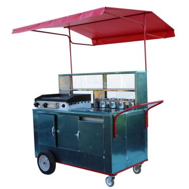 Imagem de Carrinho de cachorro quente e lanches em aço inox com rodas pneumática Mod 1006