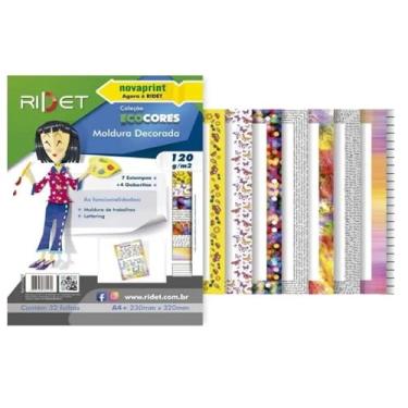 Imagem de Papel Bloco Ecocores Moldura Decorada com 7 estampas A4 110G 32 folhas NOVAPRINT/RIDET