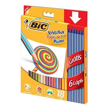 Imagem de Lápis de Cor Sextavado 18 Cores + 6 Lápis Preto Bic