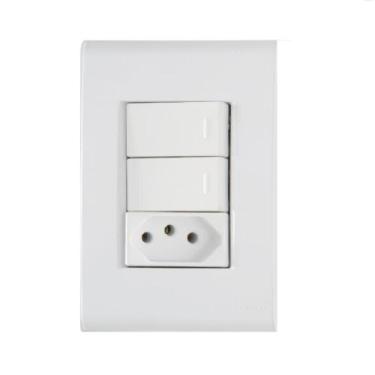 Imagem de Conjunto 2 Interruptor Paralelo + Tomada 2P+T 20A 4x2 Tramontina Liz