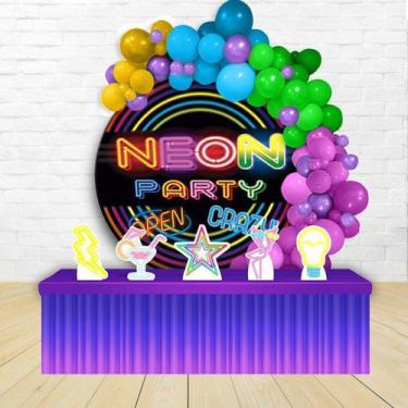 Imagem de kit festa painel redondoDecoração Neon Party Balada 1,50 Diâmetro - IM
