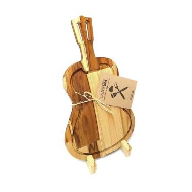Imagem de Tábua de Carne para Churrasco Teca Violão - LAZERBR
