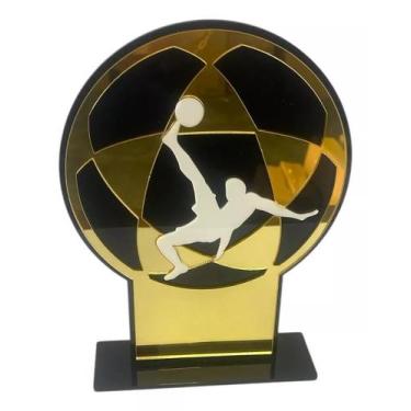 Imagem de Troféu Futevôlei Acrílico Preto E Dourado 12x20cm - CNC Sorocaba