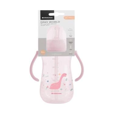Imagem de Copo Infantil com Canudo de Silicone Dino World Pink 300ml KikkaBoo