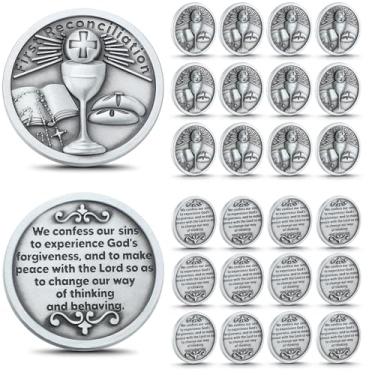 Imagem de Geyoga 12 peças Primeira Reconciliação Presente Bolso Moeda Oração Bolso Token com Confissão Voltar Primeira Comunhão Reconciliação Penitência Presentes Menino, Perdão, Devoção Católica
