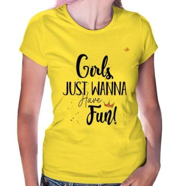 Imagem de Baby Look Girls just wanna have fun! - Foca na Moda, Amarelo, M