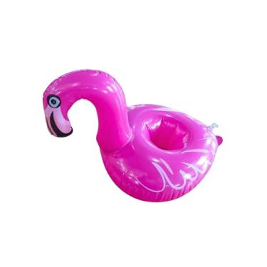 Imagem de Boia Porta-Copos Inflável Flamingo Rosa, Decoração para Piscina