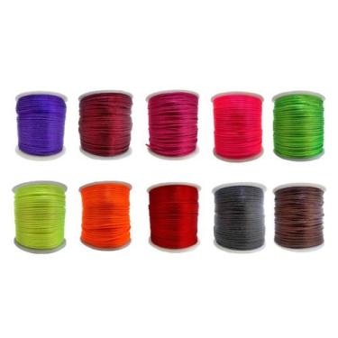 Imagem de Kit 10 Cores Fio Cordão Cetim Seda Rabo De Rato 1mm - 100m - ArtePunto