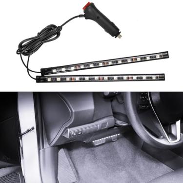 Imagem de Wuyaoyao Fita de LED para carro, lâmpadas de atmosfera interior de veículo de 12 V 24 LED com acendedor de cigarro, luz noturna ambiente sob o painel, acessórios universais para carro (branco,