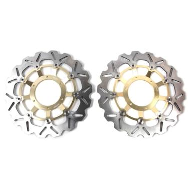 Imagem de 1 par de discos de freio dianteiros flutuantes de rotores compatíveis com Honda CB1284 CB1300 2003-2008, CB1300F 2005-2010, CTX1300 ABS 2014-2016, peças de acessórios de motocicleta douradas