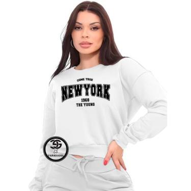 Imagem de Moletom Feminino Personalizado New York Modelo Gola Careca Blusa de fr